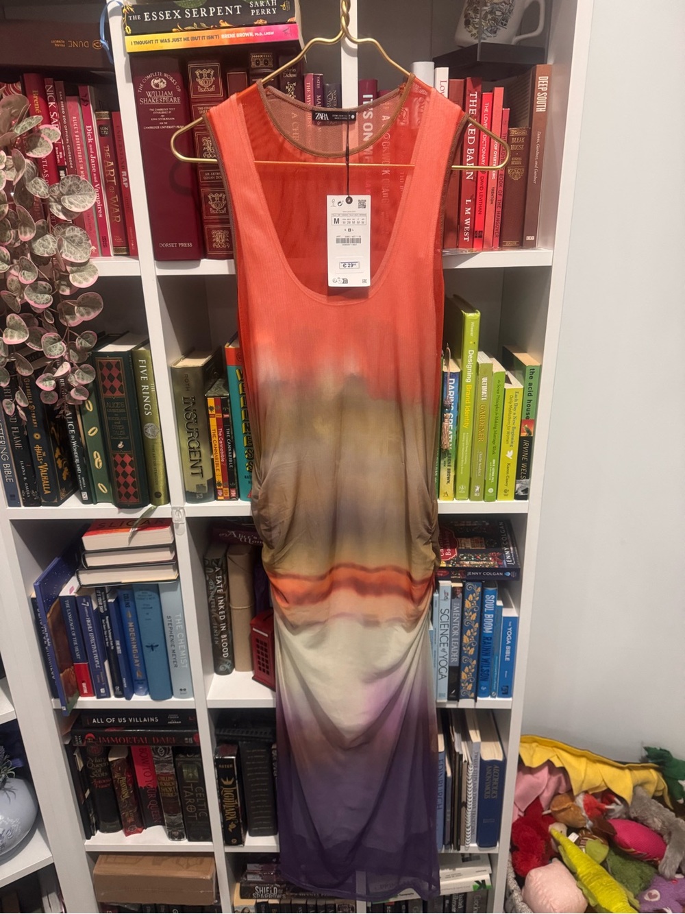 Zara Coral-Orange Sleeveless Sheer Tank Dress